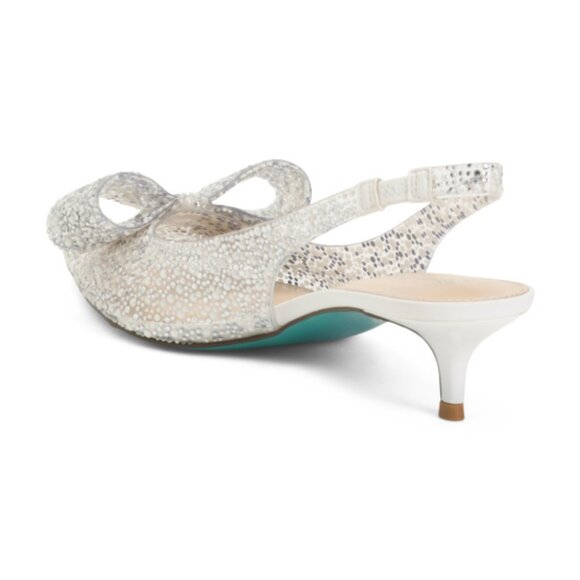 NWB$120 BETSEY JOHNSON Patti Faux Pearl Covered Slingback Kitten Heel w/ Bow 7.5 - Picture 8 of 10
